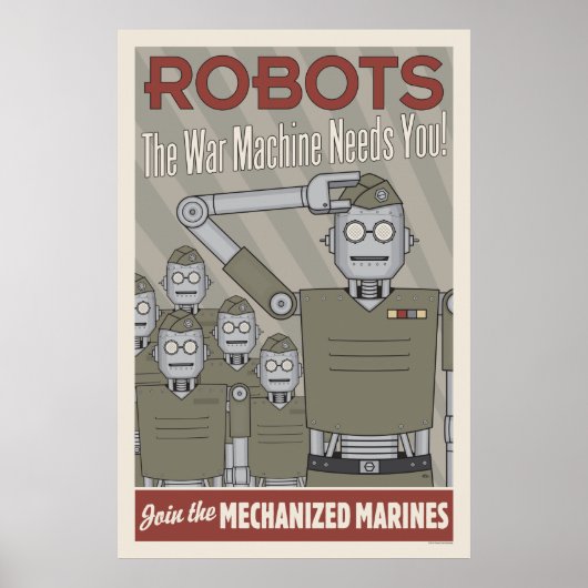 Militaire propaganda tegen  stijl Robot Poster (Voorkant)