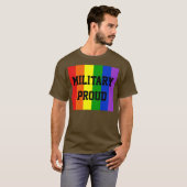 Militaire Proud Gay Rainbow Dark T-Shirt (Voorkant volledig)