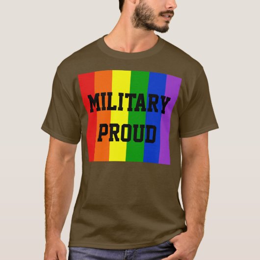 Militaire Proud Gay Rainbow Dark T-Shirt (Voorkant)