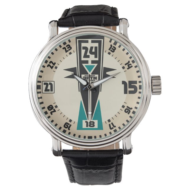  militaire retro op vliegtuigstijl horloge (Voorkant)