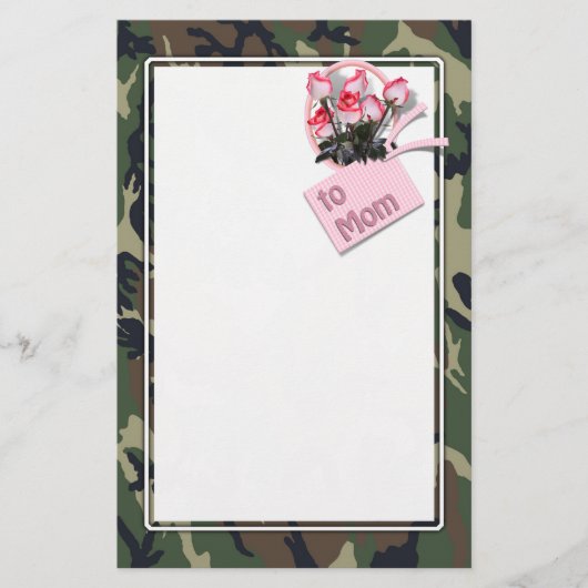 Militaire Rozen Camouflage Briefpapier (Voorkant)