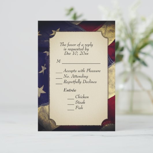 Militaire RSVP met menuopties (Staand voorkant)