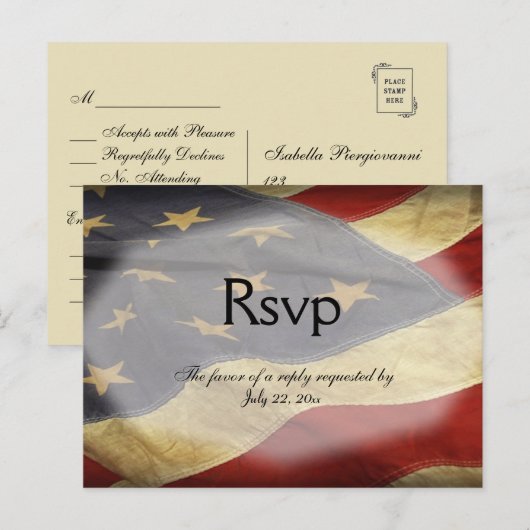 Militaire RSVP met menuopties Uitnodiging Briefkaart (Voorkant / Achterkant)