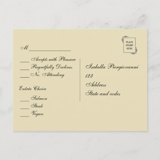 Militaire RSVP met menuopties Uitnodiging Briefkaart (Achterkant)