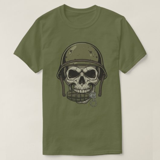 Militaire Schedel met Granaat T-shirt (Design voorkant)