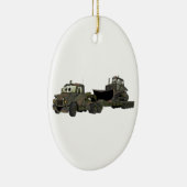 Militaire Semi Bulldozer Flatbed Cartoon Keramisch Ornament (Rechts)