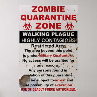 Militaire signalisatie Zombie Quarantine Poster