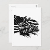 Militaire soldaat Amerikaanse vlag Patriottische k Briefkaart (Voorkant / Achterkant)