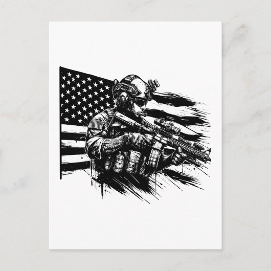 Militaire soldaat Amerikaanse vlag Patriottische k Briefkaart (Voorkant)