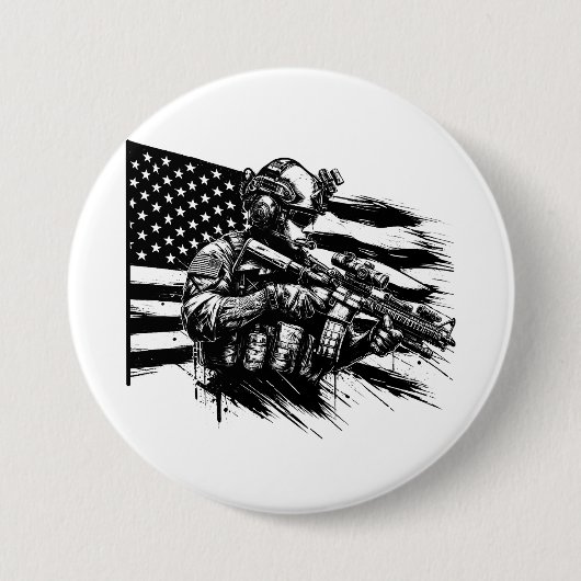 Militaire soldaat Amerikaanse vlag Patriottische k Ronde Button 7,6 Cm (Voorkant)