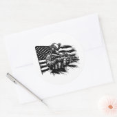 Militaire soldaat Amerikaanse vlag Patriottische k Ronde Sticker (Envelop)
