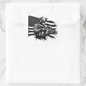 Militaire soldaat Amerikaanse vlag Patriottische k Ronde Sticker (Tas)