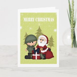 Militaire soldaat en kerstman Kerstmis Feestdagen Kaart