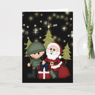 Militaire soldaat en kerstman Kerstmis Feestdagen Kaart