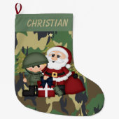 Militaire Soldaat en Santa Claus Gepersonaliseerd Grote Kerstsok (Voorkant)
