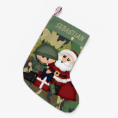 Militaire Soldaat en Santa Claus Gepersonaliseerd Kleine Kerstsok (Voorkant (Hangend))