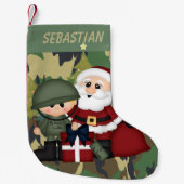 Militaire Soldaat en Santa Claus Gepersonaliseerd Kleine Kerstsok (Voorkant)