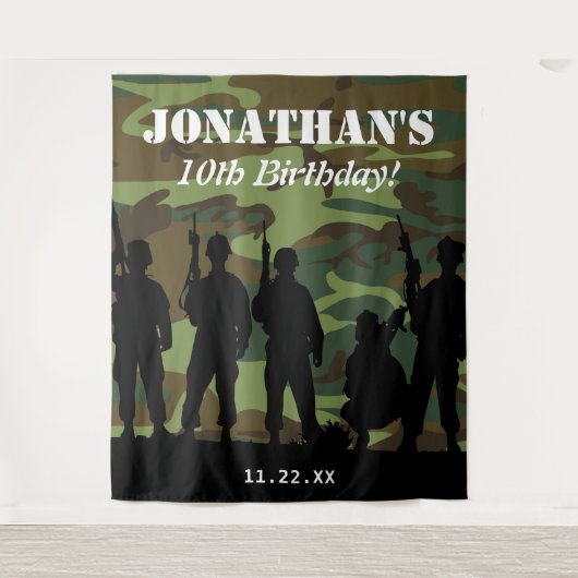 Militaire Soldaat Foto Achtergrond Wandkleed (Voorkant)