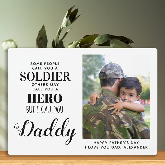 Militaire soldaat Hero Paps Dag Foto van de vaders Fotoplaat