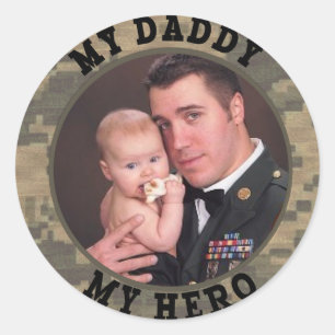 Militaire Soldaat Mijn Papa Mijn Hero Aangepaste F Ronde Sticker