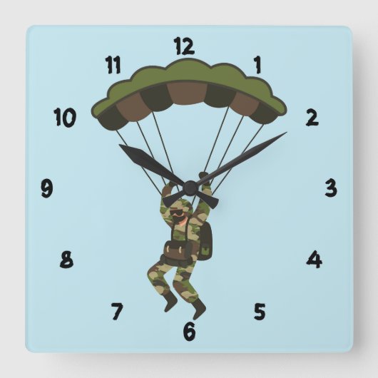 Militaire soldaat/Paratrooper Vierkante Klok (Voorkant)