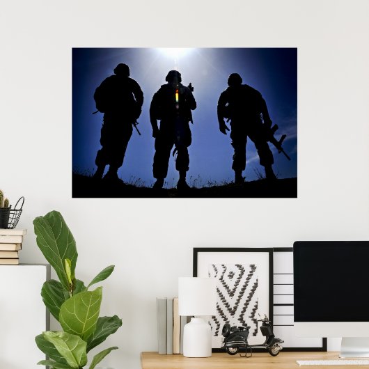 militaire soldaat Silhouettes Poster (Thuiskantoor)