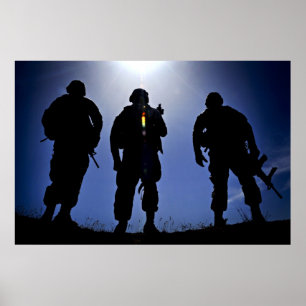 militaire soldaat Silhouettes Poster