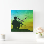 Militaire Soldaat-wandklok Silhouette Vierkante Klok (Huis)