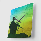 Militaire Soldaat-wandklok Silhouette Vierkante Klok (Hoek)