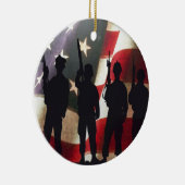 Militaire soldaten Silhouette Patriotic Flag Keramisch Ornament (Rechts)