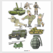 Militaire soldaten van het leger wapenen Clipart D Sticker (Vel)