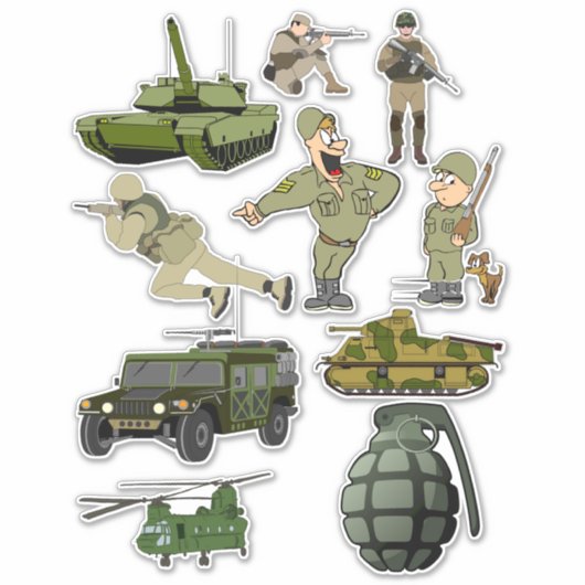 Militaire soldaten van het leger wapenen Clipart D Sticker (Voorkant)