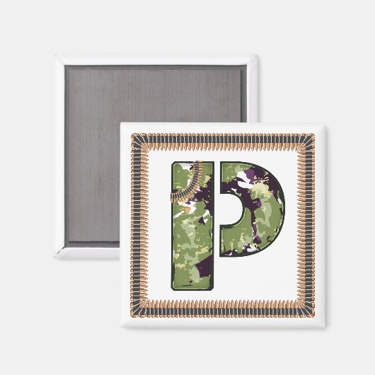 Militaire stijlbrief P Magneet (Voorkant / Achterkant)