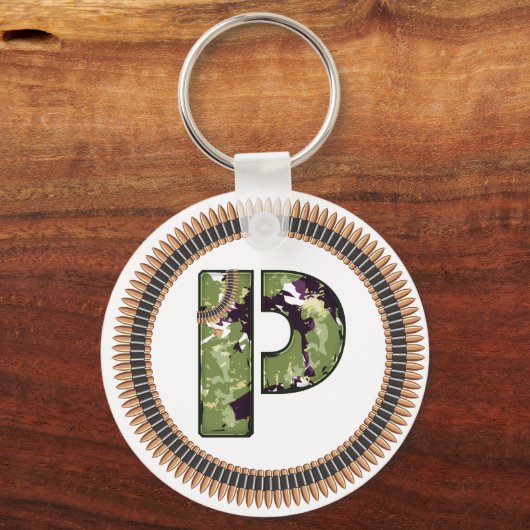 Militaire stijlbrief P Sleutelhanger (Voorkant)