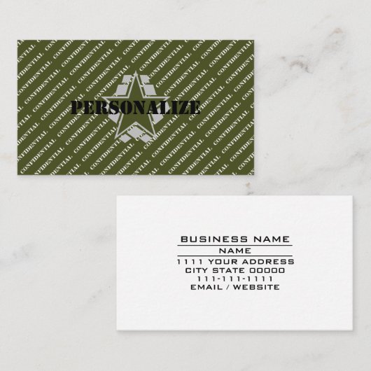 Militaire Strijdkrachten Leger Groene Recruiter St Visitekaartje (Voorkant / Achterkant)
