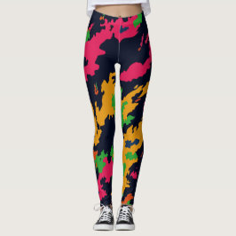 Militaire Strijdkrachten Stijl Neon Kleur Camoufla Leggings