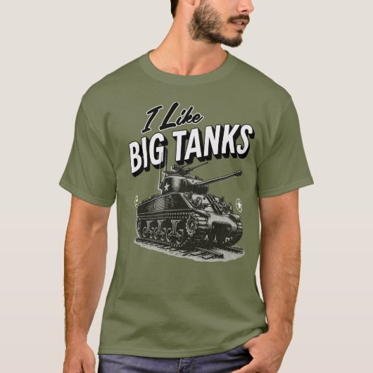Militaire tank T-shirt Ik hou van grote tanks WW2  (Voorkant)