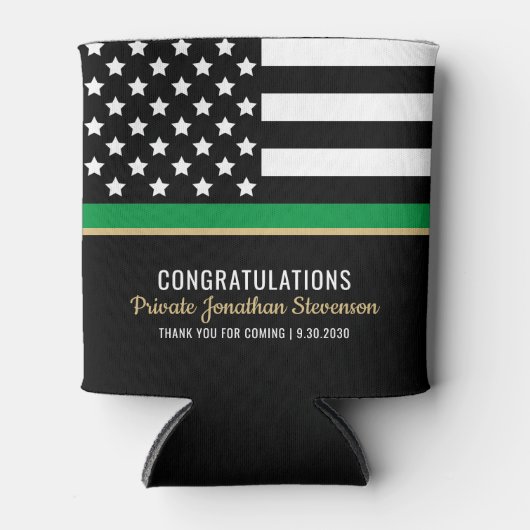 Militaire Thin Green Line American Flag Congrates Blikjeskoeler (Voorkant)