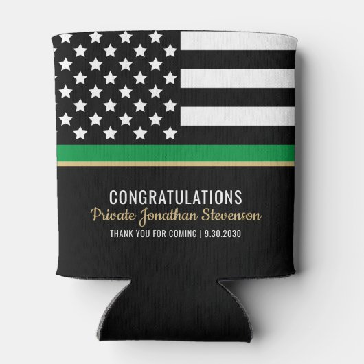 Militaire Thin Green Line American Flag Congrates Blikjeskoeler (Achterkant)