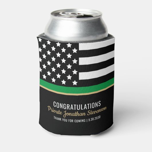 Militaire Thin Green Line American Flag Congrates Blikjeskoeler (Blikje Achterkant)