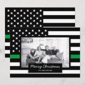 Militaire Thin Green Line American Flag Photo Card Feestdagenkaart (Voorkant / Achterkant)