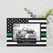 Militaire Thin Green Line American Flag Photo Card Feestdagenkaart (Staand voorkant)
