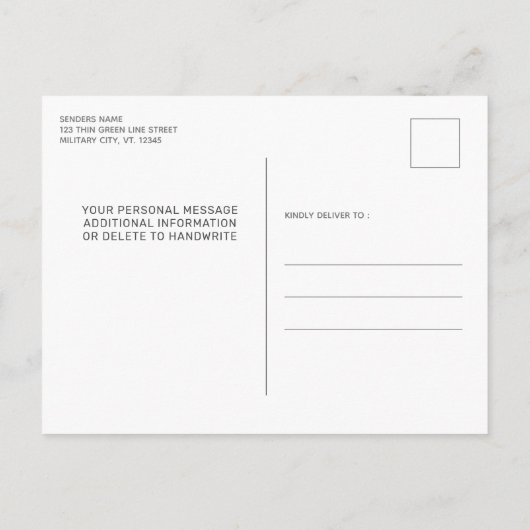 Militaire Thin Green Line Boots Pensioen Partij Uitnodiging Briefkaart (Achterkant)