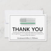 Militaire Thin Green Line Dank u Bereavement Bedankkaart (Voorkant)