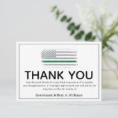 Militaire Thin Green Line Dank u Bereavement Bedankkaart (Staand voorkant)