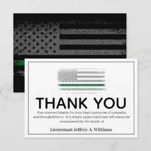 Militaire Thin Green Line Dank u Bereavement Bedankkaart