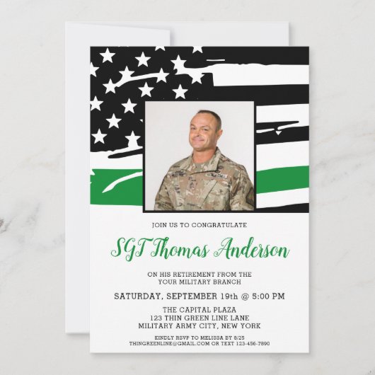 Militaire Thin Green Line Retirement Party Kaart (Voorkant)