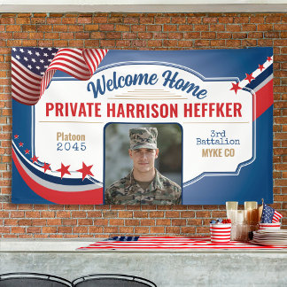 Militaire Thuis Foto Patriottische Amerikaanse Vla Spandoek