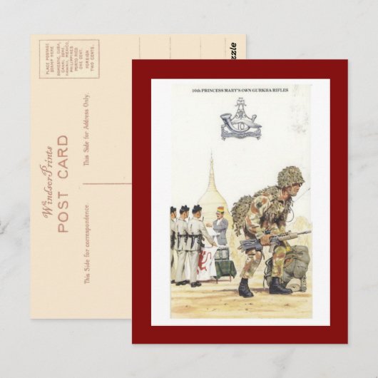  militaire uniformen, 10e Gurkha-geweren Briefkaart (Voorkant / Achterkant)