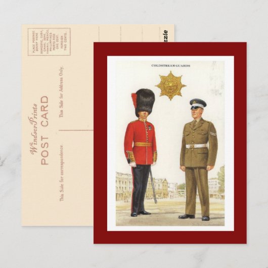 militaire uniformen, coldstream-bewakers briefkaart (Voorkant / Achterkant)